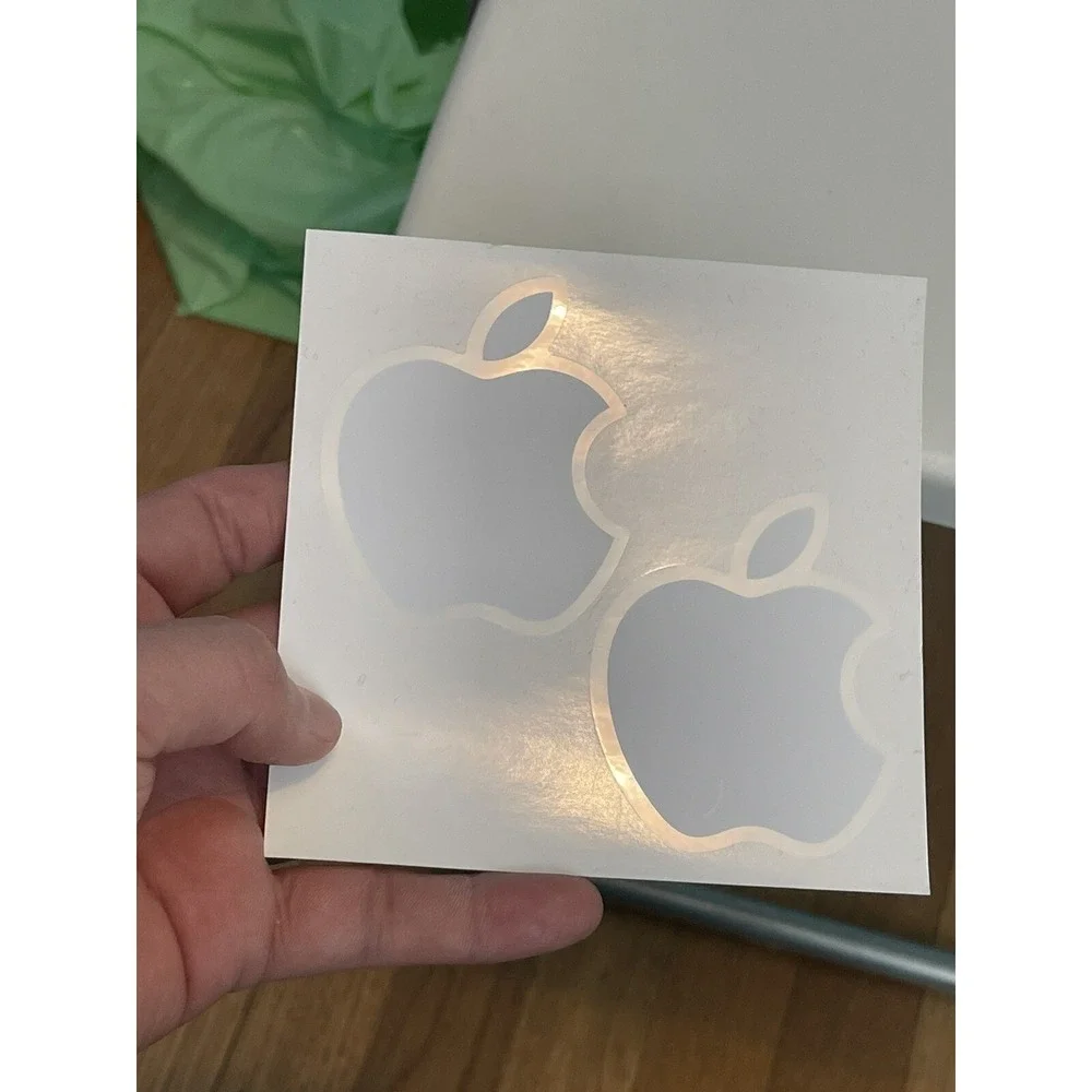 Apple‎ Two White Logo Stickers Brand New Never Used (27)